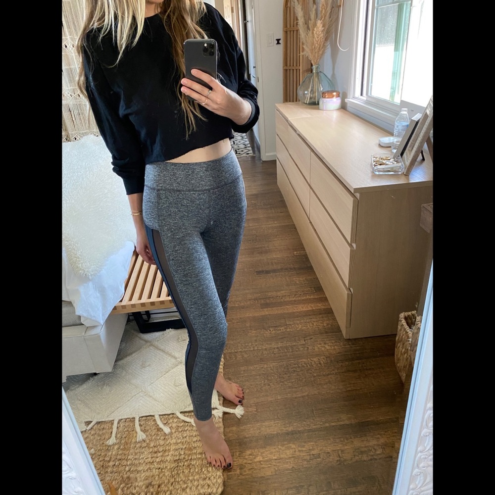 High Waisted Mesh Insert Workout Leggings